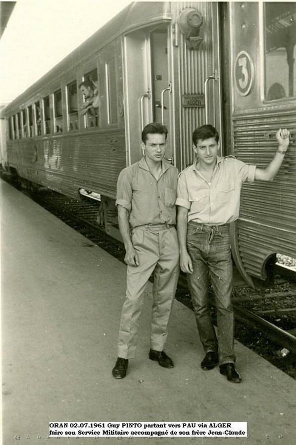 SRVC MLT0 - ORAN - La Gare- Depart de Guy via Alger pour S.M. a Pau- Jean-Claude et Guy  Pinto  02.07.1961.jpg